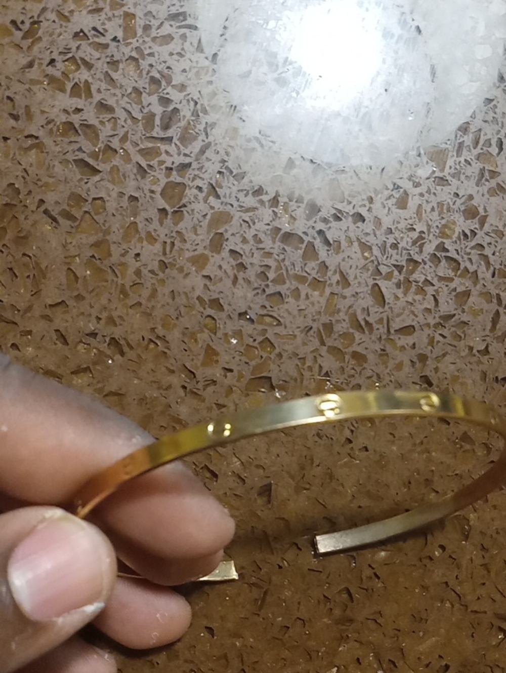 Iron Goldplated Cuff Bracelet with Screw Motif Hand Made